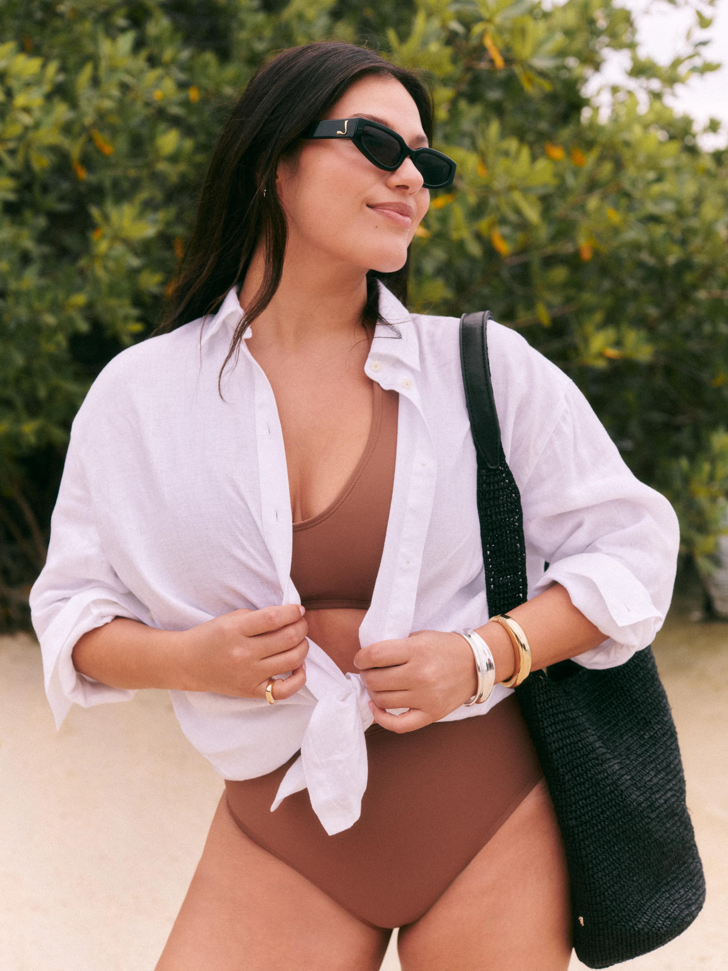 cover up, b button down, beachwear