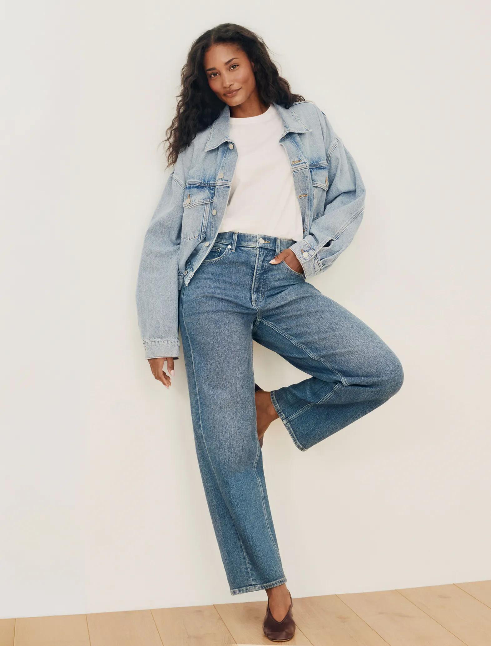 woman in spanx denim