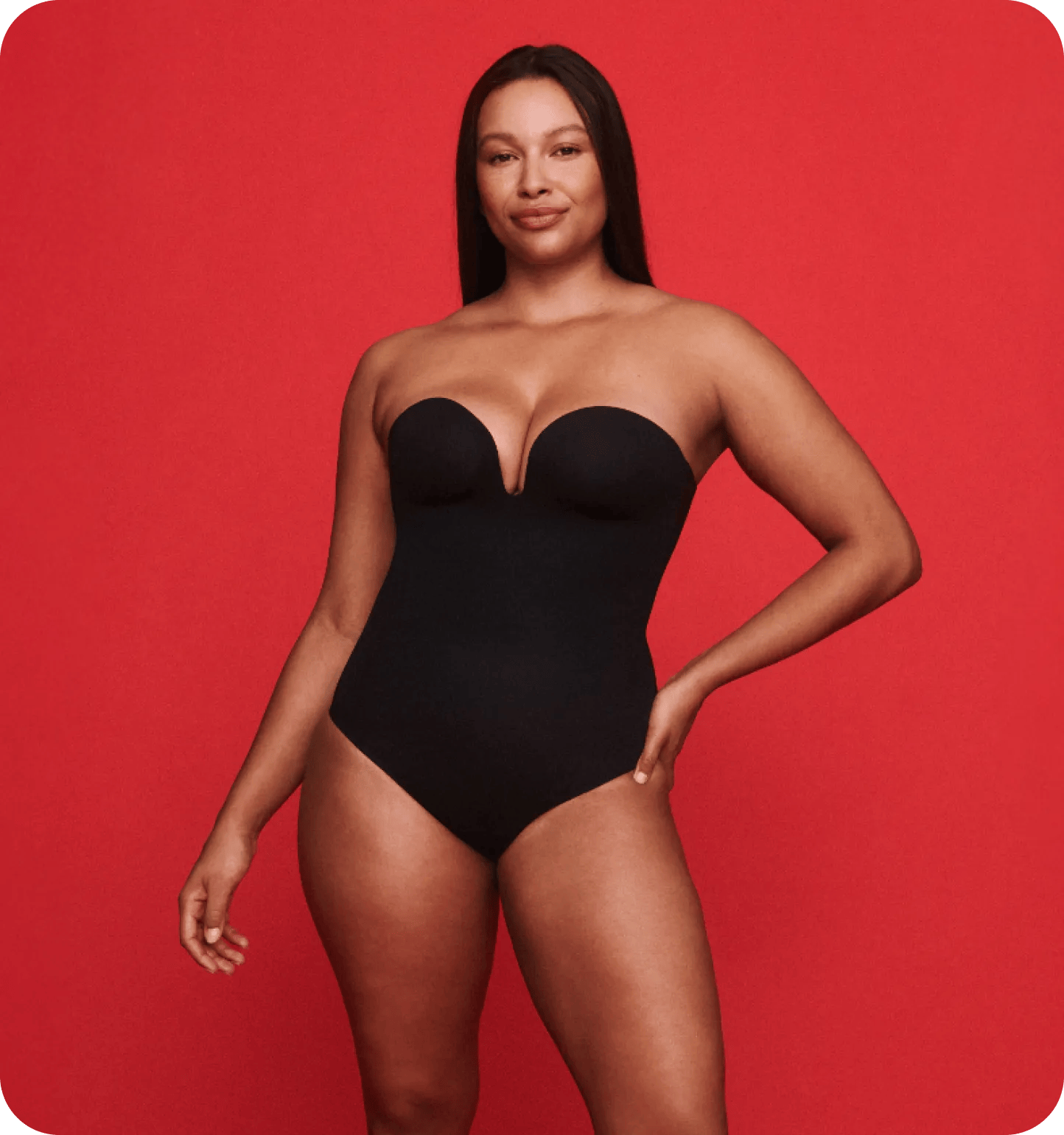 Woman wearing black Spanx shapewear