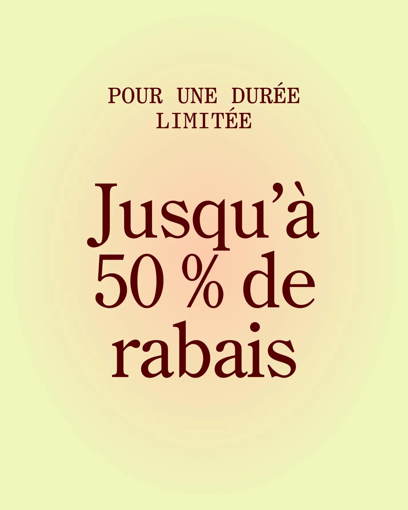 Up to 50% off Sale block directing to Sale Page