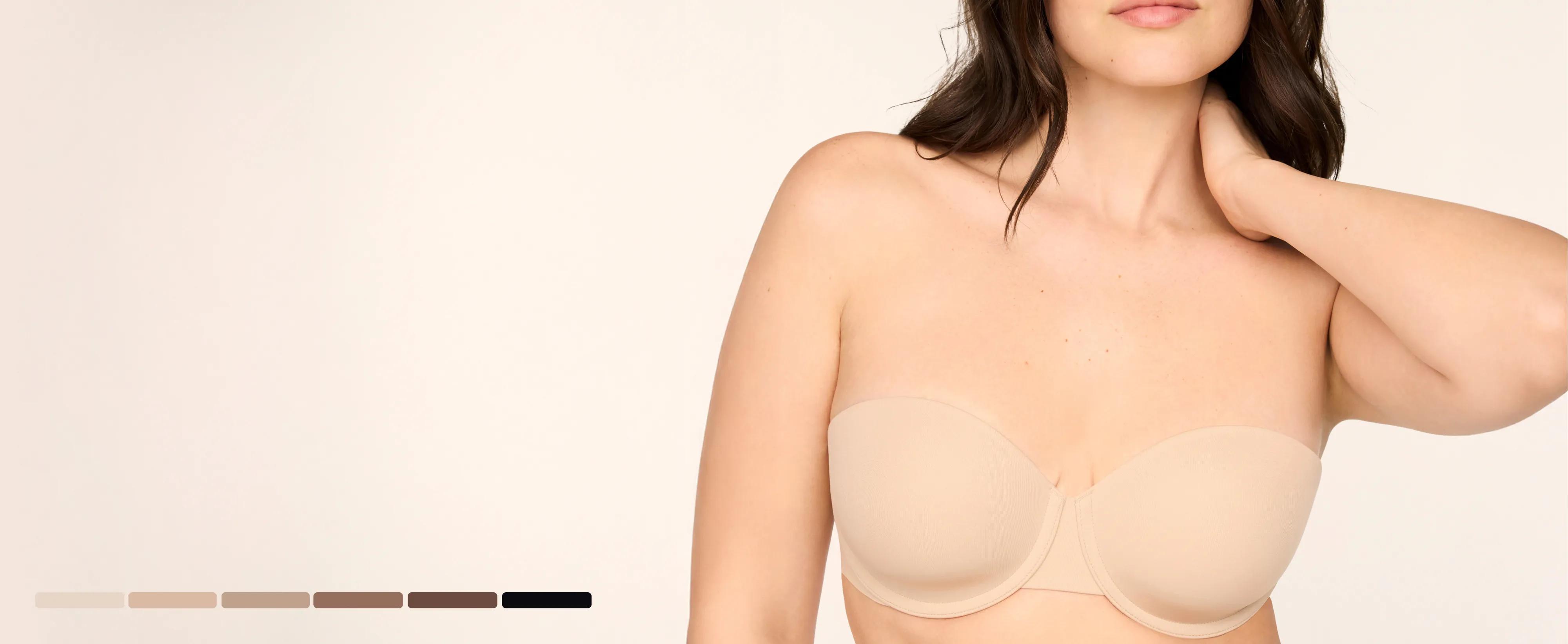 woman in strapless bra