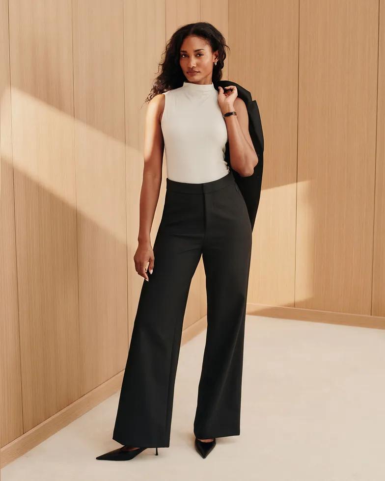 model in spanx wellsuited pants