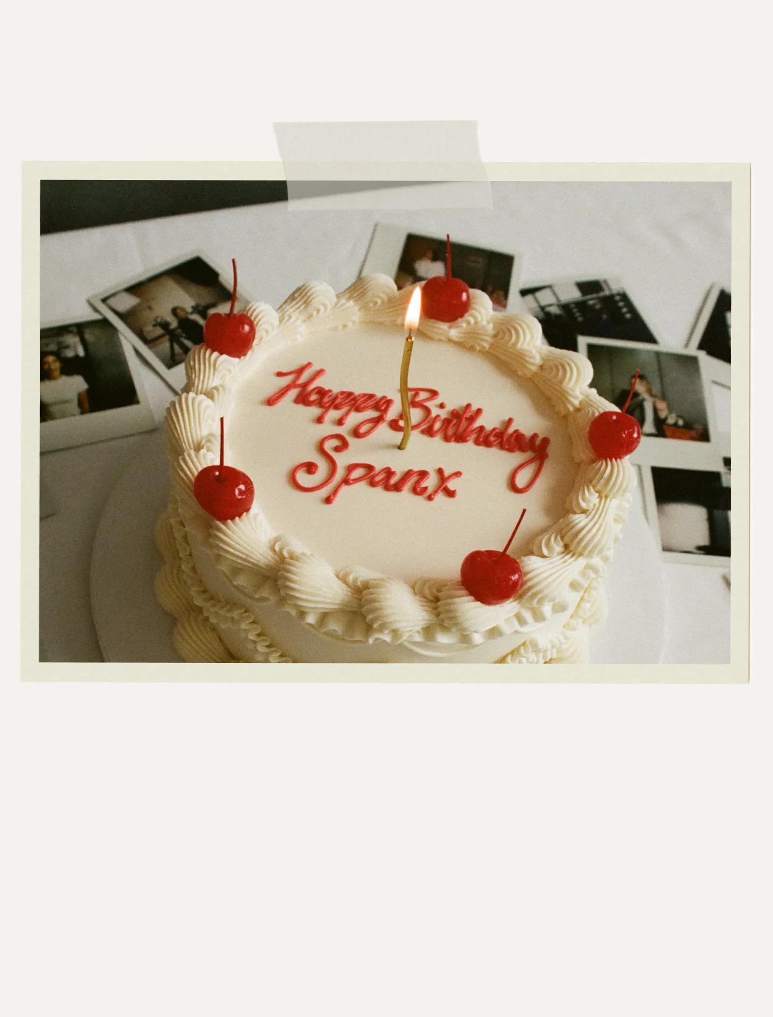 Birthday cake with Happy Birthday Spanx on it