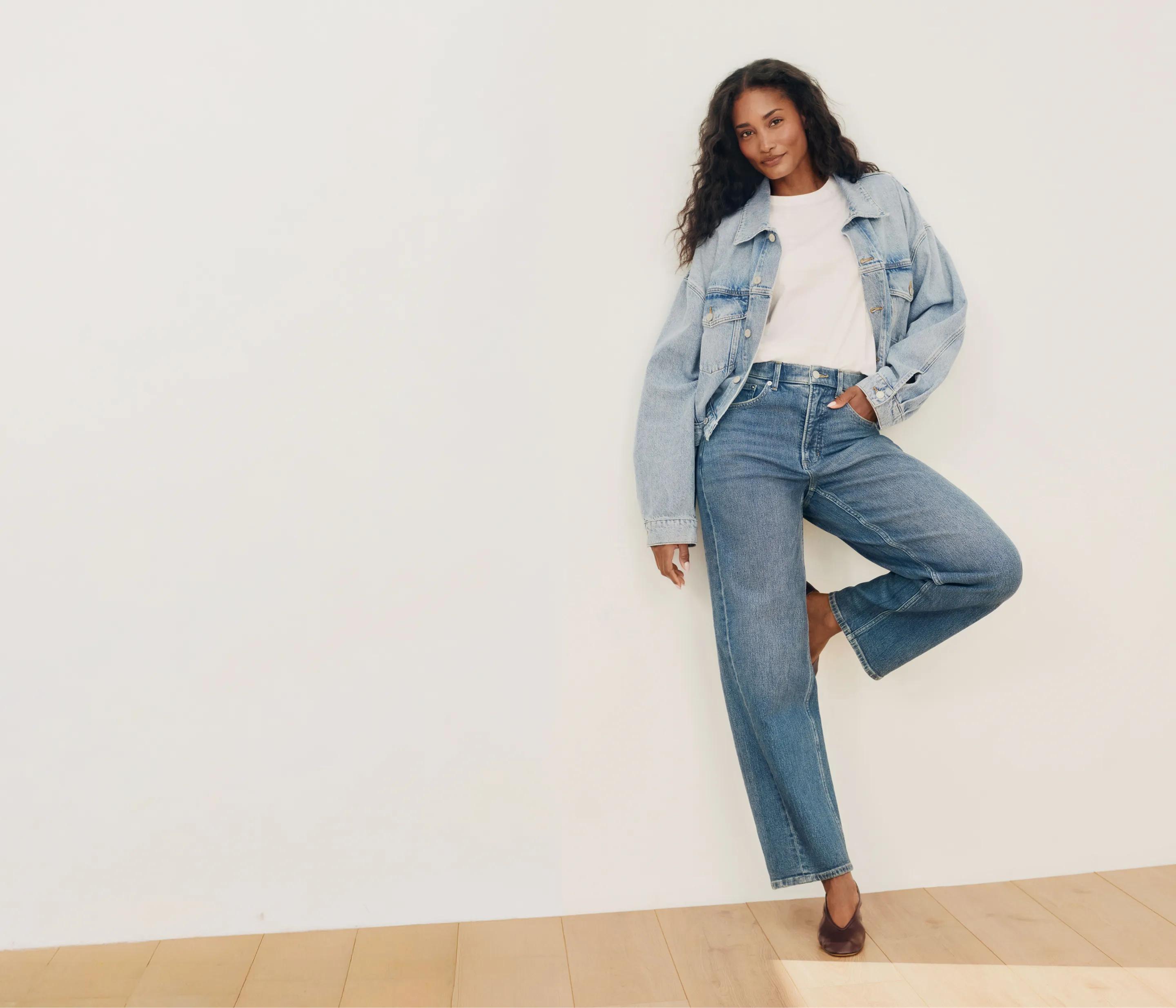 woman in spanx denim