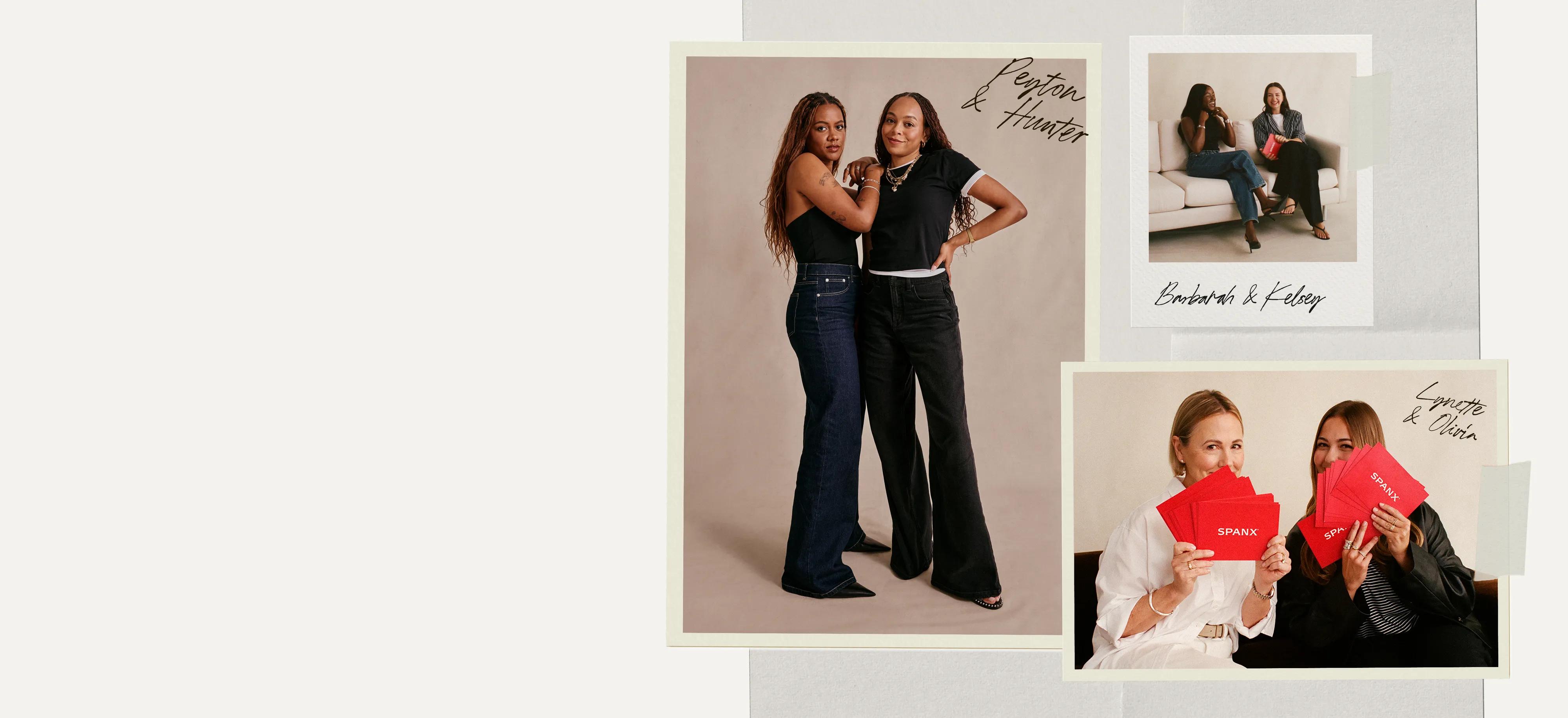 collage of women in spanx clothing