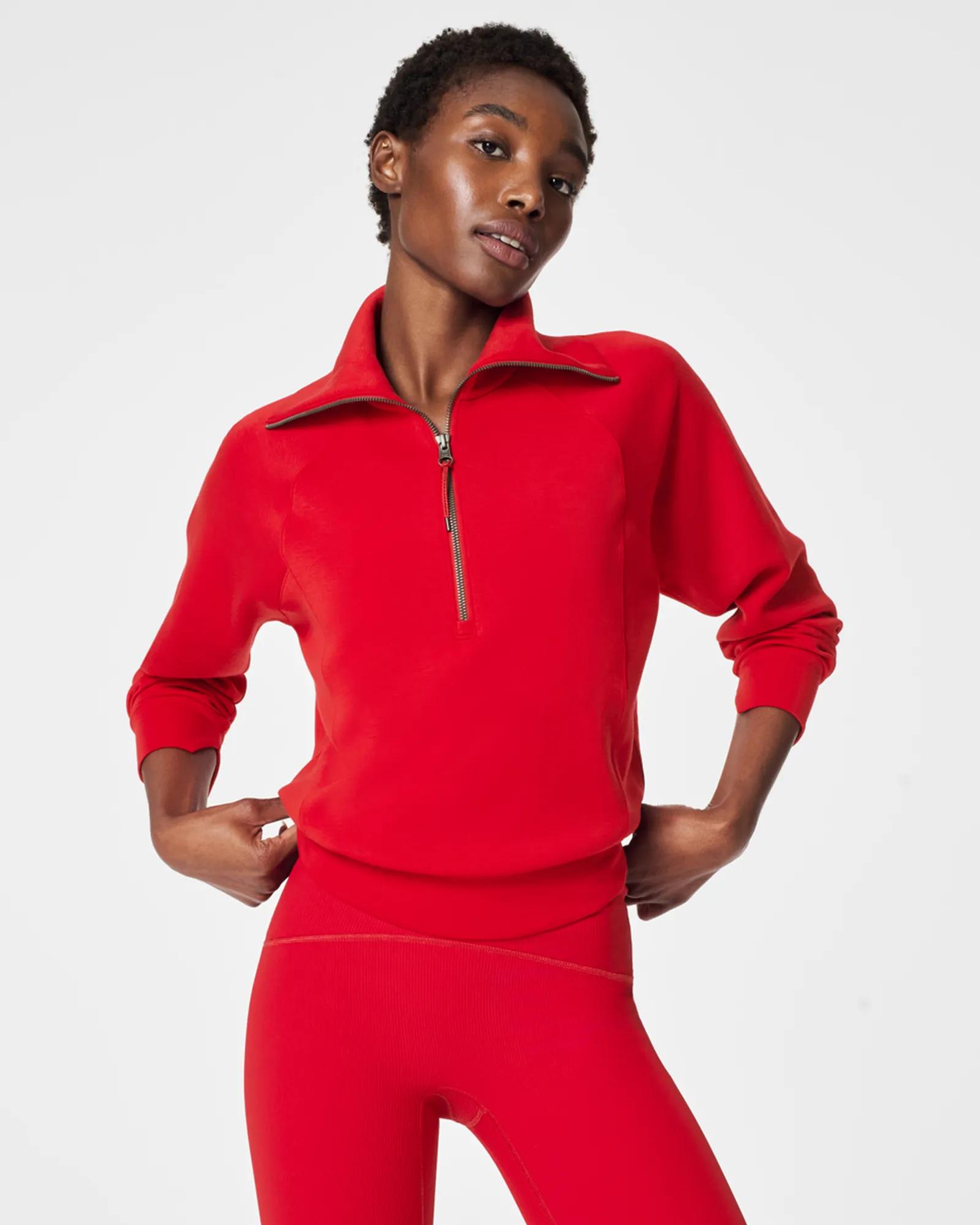 新品未使用　INSCRIRE Asymmetry Sweat パープル AirEssentials Half Zip Sweatshirt for Women | SPANX